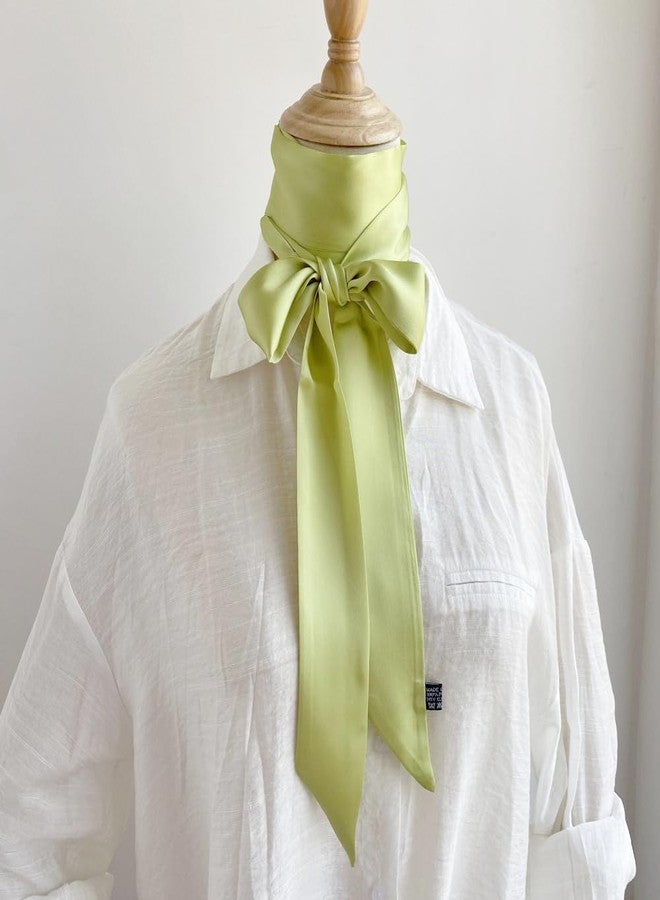 NIDMIDO Apple Green Solid Color Satin Scarf for Women and Girls - Image 2